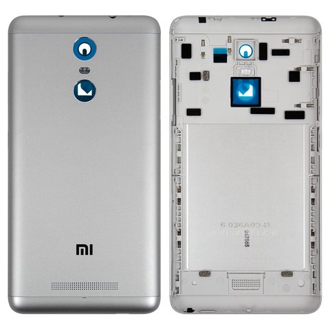 Задня панель корпуса для Xiaomi Redmi Note 3, чорна, срібляста, з боковою кнопкою, Original PRC 