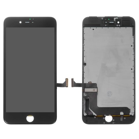 Дисплей для iPhone 7 Plus, чорний, з рамкою, Оригінал переклеєне скло 