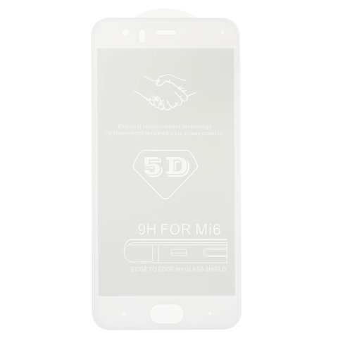 Захисне скло All Spares для Xiaomi Mi 6, 5D Full Glue, білий, шар клею нанесений по всій поверхні, MCE16