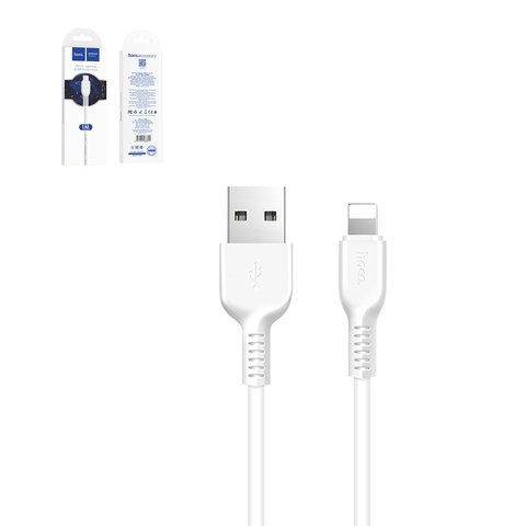 USB кабель Hoco X20, USB тип A, Lightning, 100 см, 2,4 А, білий, #6957531068815