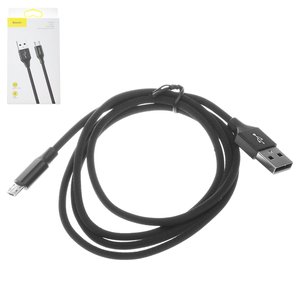 USB кабель Baseus Yiven, USB тип A, micro USB тип B, 100 см, 2 A, черный, в нейлоновой оплетке, #CAMYW A01