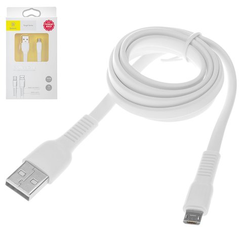 USB кабель Baseus Tough, USB тип A, micro USB тип B, 100 см, 2 A, білий, #CAMZY B02