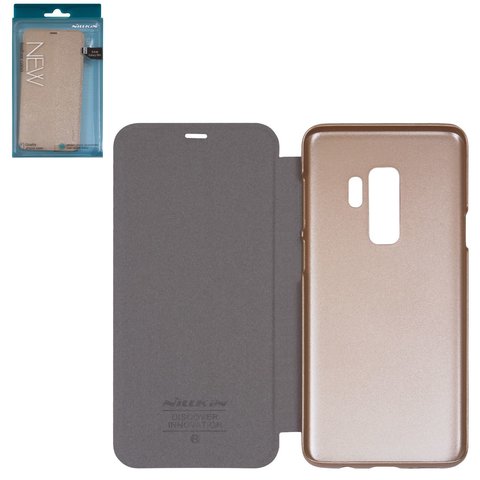 Чехол Nillkin Sparkle laser case для Samsung G965 Galaxy S9 Plus, золотистый, книжка, пластик, PU кожа, #6902048154612