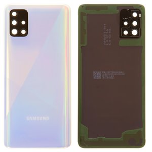 Задняя панель корпуса для Samsung A515F DS Galaxy A51, белая, со стеклом камеры