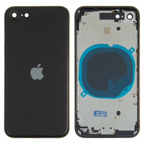 Корпус для iPhone SE 2020, черный, с держателем SIM карты, с боковыми кнопками