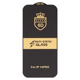 Защитное стекло ESD 6D для Apple iPhone 14 Pro, совместимо с чехлом, Full Glue, Anti-Static, с сеточкой, (без упаковки), черный