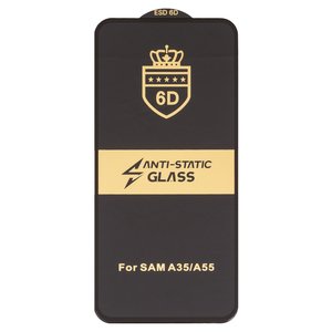 Захисне скло ESD 6D для Samsung A356 Galaxy A35 5G, A556 Galaxy A55, сумісне з чохлом, Full Glue, Anti Static, без упаковки , чорний