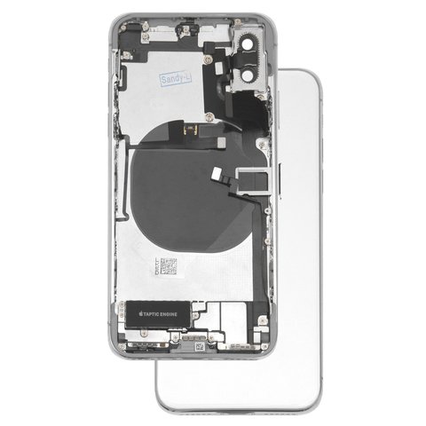 Housing compatible with iPhone X, white, with flat cable, full set 