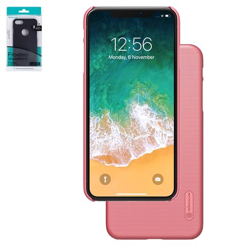 Case Nillkin Super Frosted Shield compatible with iPhone X, iPhone XS, pink, with logo hole, matt, plastic  #6902048147379
