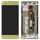 LCD compatible with Sony F3111 Xperia XA, F3112 Xperia XA Dual, F3113 Xperia XA, F3115 Xperia XA, F3116 Xperia XA Dual, (golden, with frame, Original (PRC), lime gold)