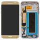 LCD compatible with Samsung G935 Galaxy S7 EDGE, (golden, with frame, original (change glass) )