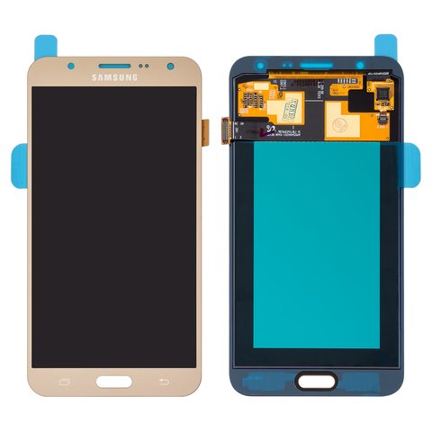 LCD compatible with Samsung J700 Galaxy J7, golden, without frame, Original PRC , original glass 