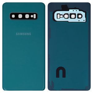 Panel trasero de carcasa puede usarse con Samsung G973 Galaxy S10, verde, con vidrio de cámara