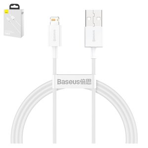Cable USB Baseus Superior, USB tipo A, Lightning, 100 cm, 2.4 A, blanco, de silicona, #CALYS A02