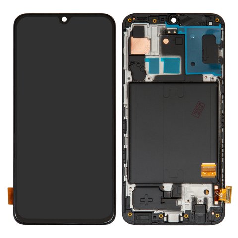 LCD compatible with Samsung A405 Galaxy A40, black, with frame, original change glass 
