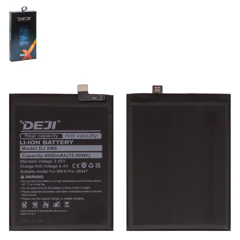 Battery Deji BN47 compatible with Xiaomi Mi A2 Lite, Redmi 6 Pro, Li ion, 3.85 V, 4000 mAh