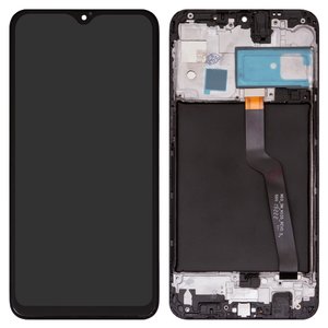 LCD compatible with Samsung A105 Galaxy A10, black, with frame, High Copy 