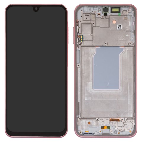 LCD compatible with Samsung A266 Galaxy A26, pink, with frame, Original PRC , peach pink 