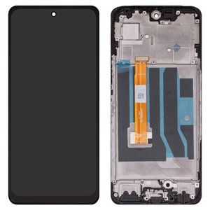 LCD compatible with Realme C67 5G, black, with frame, High Copy 