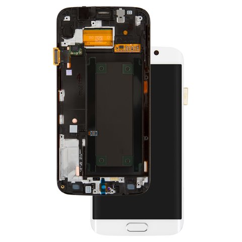 Pantalla LCD puede usarse con Samsung G925F Galaxy S6 EDGE, blanco, con marco, Original, empaque industrial, #GH97 17162B GH97 17334B GH97 17334B