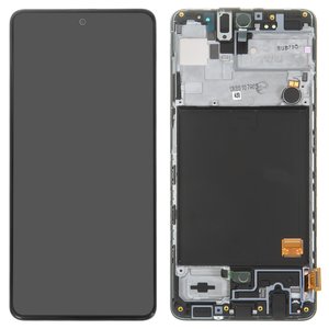 Pantalla LCD puede usarse con Samsung A515 Galaxy A51, negro, con marco, Original PRC 