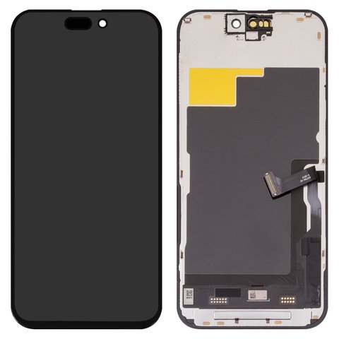 Pantalla LCD puede usarse con iPhone 15 Pro, negro, con marco, AAA, TFT , ZY, LTPS FHD