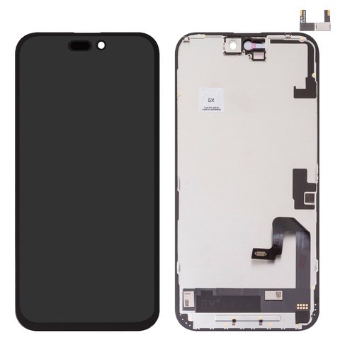 Pantalla LCD puede usarse con iPhone 16 Plus, negro, con marco, HC, sin microchip, OLED , GX OEM hard