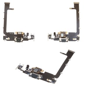 Шлейф для iPhone 11 Pro Max, коннектора наушников, коннектора зарядки, зеленый, с микрофоном, Original PRC 