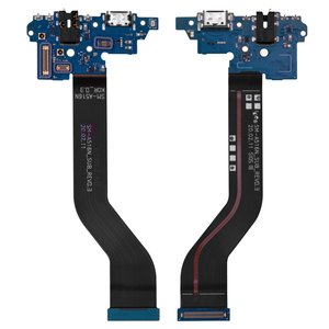 Шлейф для Samsung A516F Galaxy A51 5G, конектора навушників, конектора зарядки, з мікрофоном, з компонентами, Original PRC 