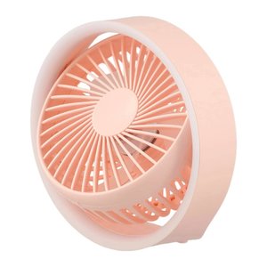 Вентилятор N601, рожевий, настільний, з тримачем, з лампою, з акумулятором, USB тип C