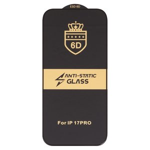 Защитное стекло ESD 6D для Apple iPhone 17 Pro, совместимо с чехлом, Full Glue, Anti Static, без упаковки , черный